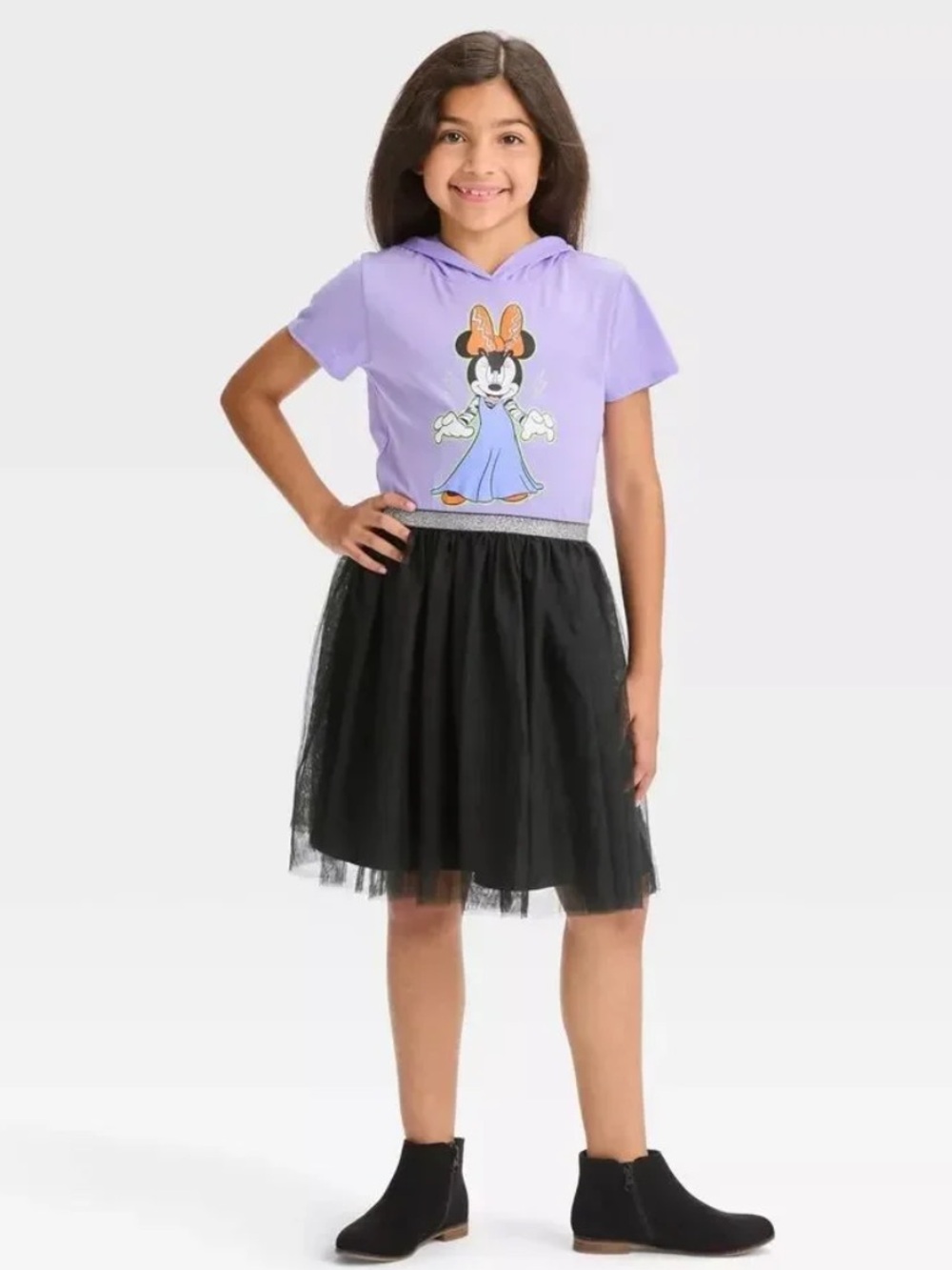 Disney Minnie Mouse Bride of Frankenstein Hooded Halloween dress XS 4-5 NWT
